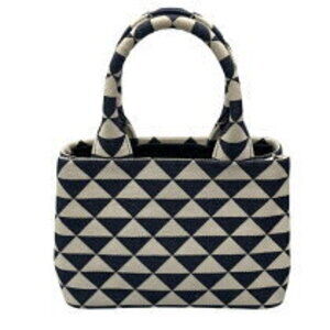 Prada Navy White Blue Bag Shoulder Canvas Symbol Handbag Embroidery